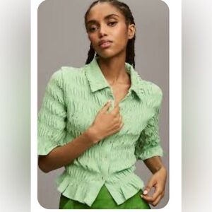 Anthropologie/Maeve Smocked Button Front Top Size S